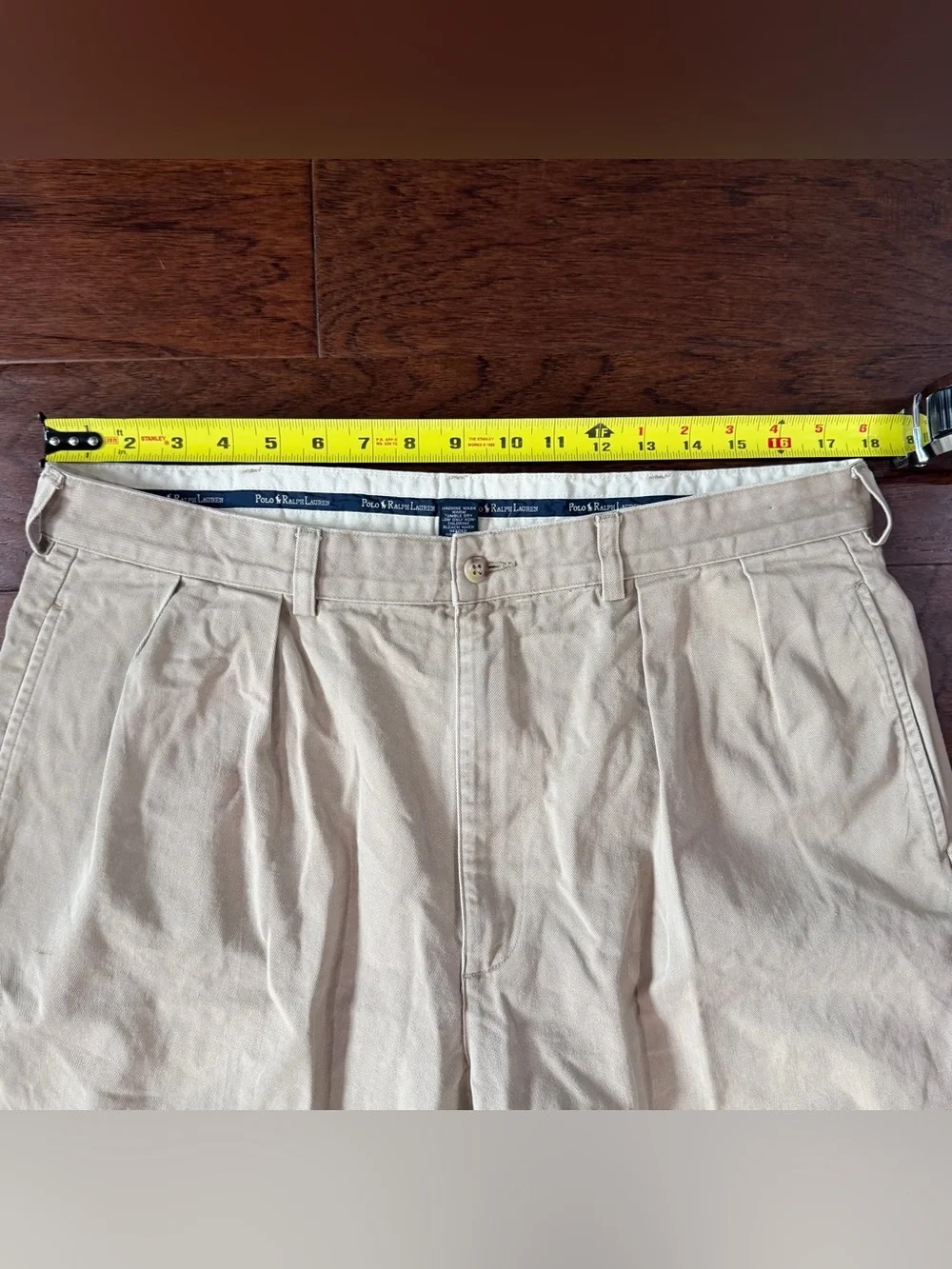 Vintage 90s Polo Ralph Lauren Andrew Pant Mens 36/31 Pleated Front Chino Tan